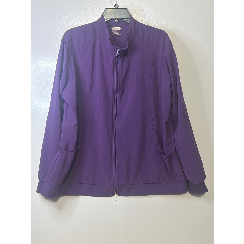 Scrubaid Purple Full Zip Scrub Jacket Womens 2XL Tapered Fit Stretch